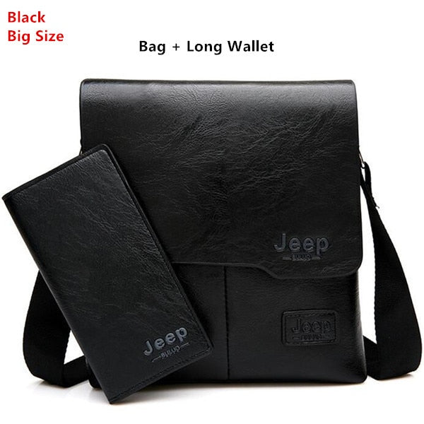 Men Tote Bags Set JEEP BULUO Famous Brand New Fashion Man Leather Messenger