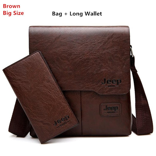 Men Tote Bags Set JEEP BULUO Famous Brand New Fashion Man Leather Messenger