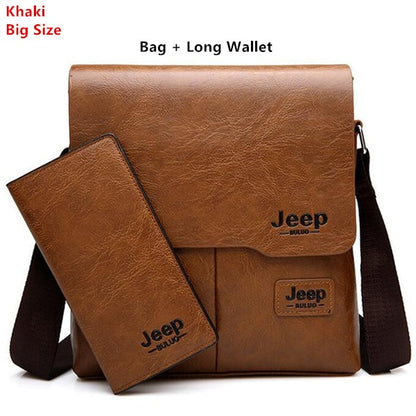 Men Tote Bags Set JEEP BULUO Famous Brand New Fashion Man Leather Messenger