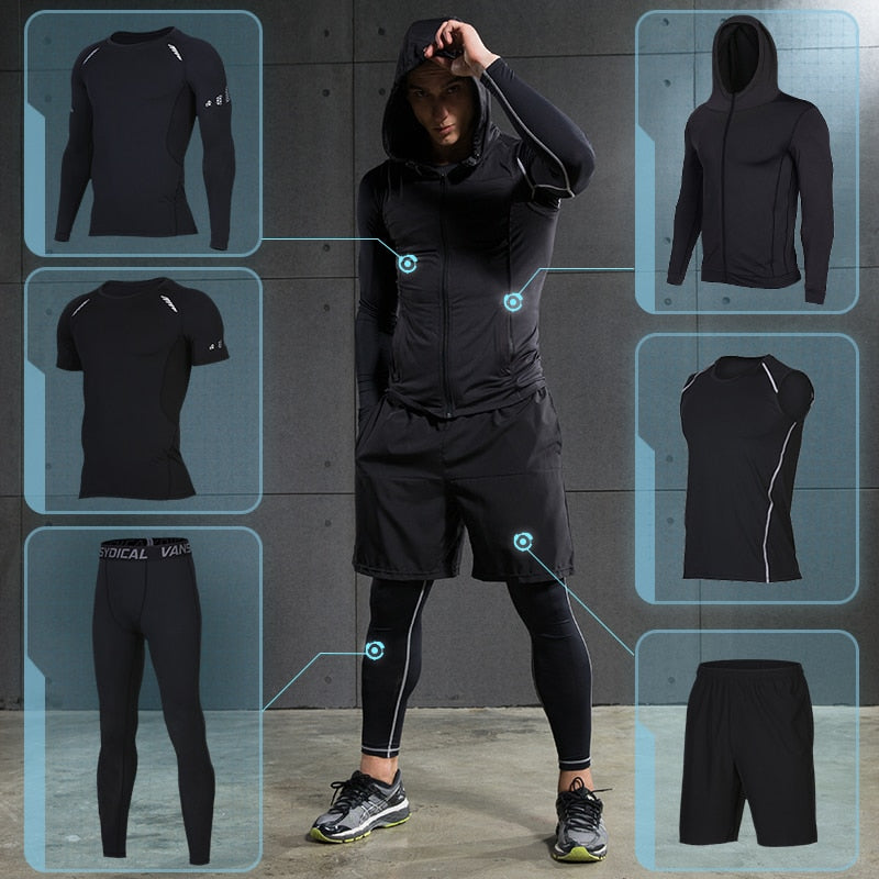 Men's Compression Sportswear Suit GYM Tights Sports training Clothes Suits workout jogging