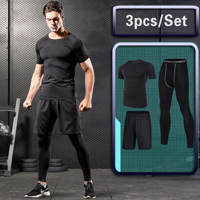 Men's Compression Sportswear Suit GYM Tights Sports training Clothes Suits workout jogging
