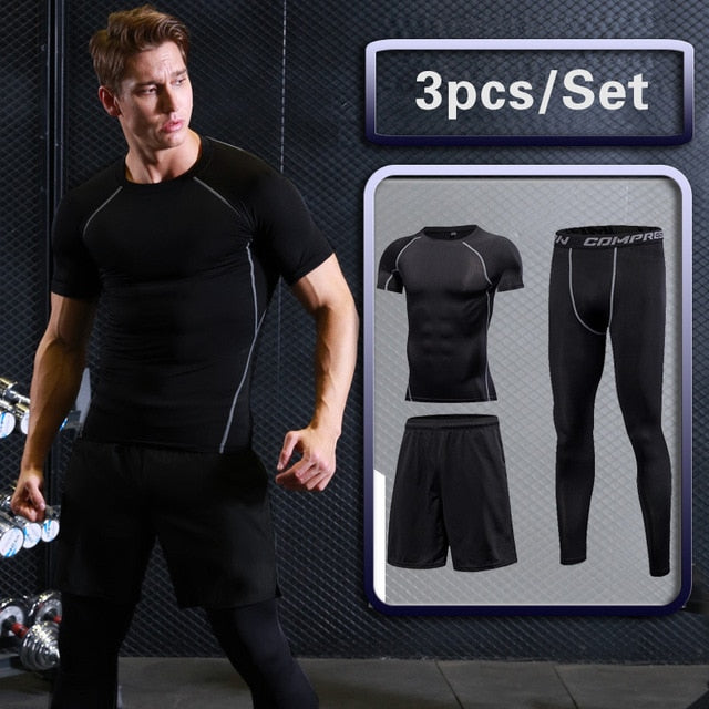 Men's Compression Sportswear Suit GYM Tights Sports training Clothes Suits workout jogging