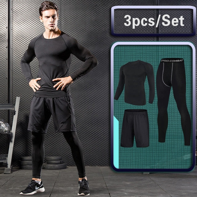 Men's Compression Sportswear Suit GYM Tights Sports training Clothes Suits workout jogging