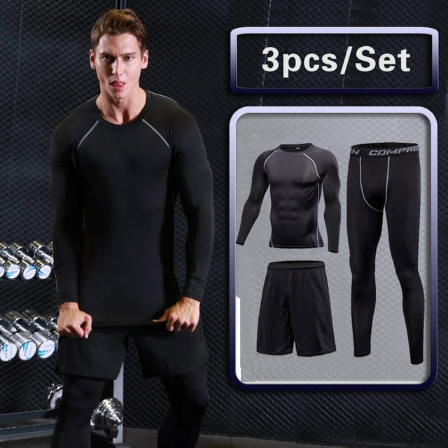 Men's Compression Sportswear Suit GYM Tights Sports training Clothes Suits workout jogging
