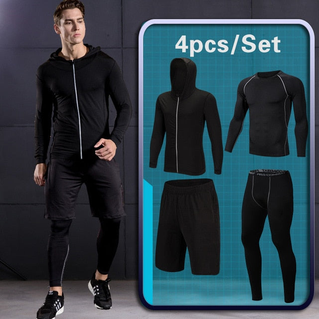 Men's Compression Sportswear Suit GYM Tights Sports training Clothes Suits workout jogging