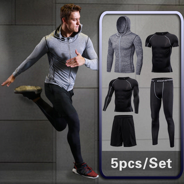 Men's Compression Sportswear Suit GYM Tights Sports training Clothes Suits workout jogging