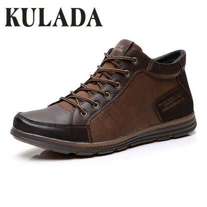KULADA Hot Leather Shoe Spring&Autumn Men Boots Comfortable Nature Ankle