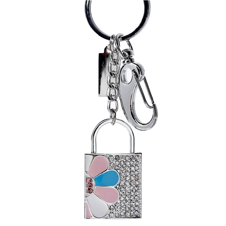 Fashion Jewelry Crystal Lock USB Flash Drive 2TB Memory Stick 128GB 32GB 64GB Girl