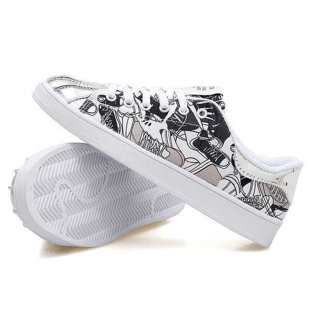 HZXINLIVE 2019 Fashion Women Vulcanized Shoes Sneakers Ladies Lace-up