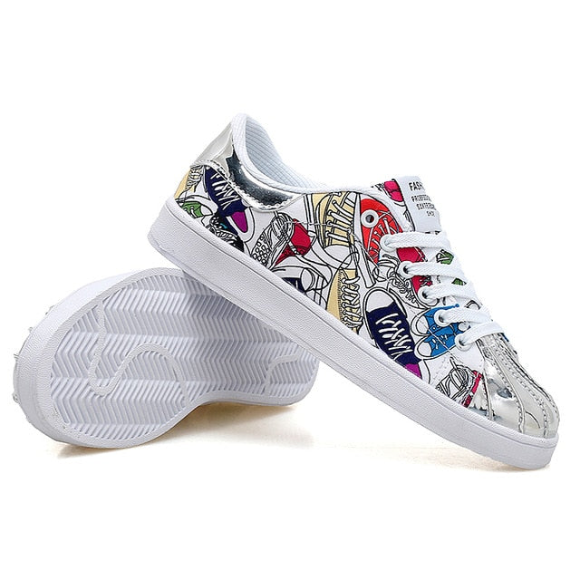 HZXINLIVE 2019 Fashion Women Vulcanized Shoes Sneakers Ladies Lace-up