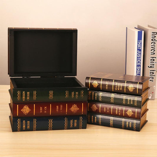 Vintage Secret Storage Box Wooden Cosmetic Jewelry Case Decorative Fake Book