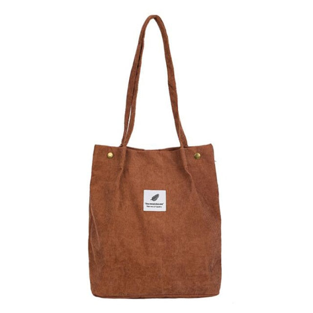 High Capacity Women Corduroy Tote Ladies Casual Shoulder Bag