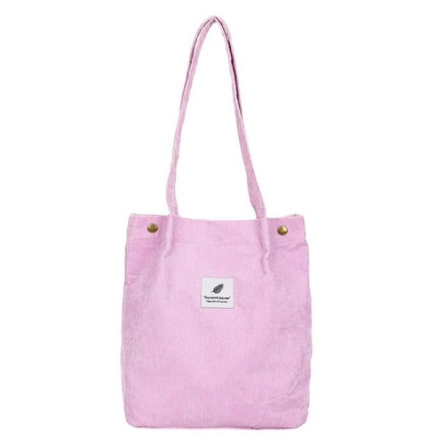 High Capacity Women Corduroy Tote Ladies Casual Shoulder Bag