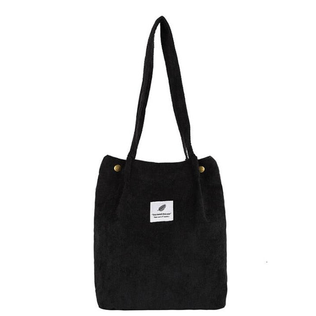 High Capacity Women Corduroy Tote Ladies Casual Shoulder Bag