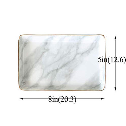 Nordic Style Marble Painting Phnom Penh Ceramic Jewelry Plate Ring Necklace Cosmetic Snack Dried