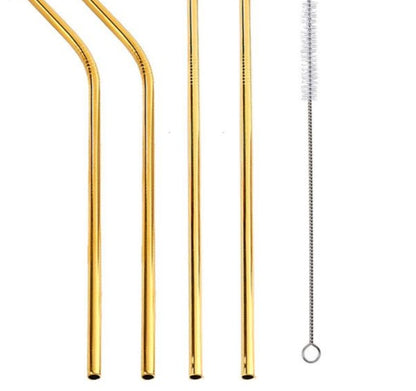 Colourful Reusable Stainless Steel Straws 4PCS/Pack