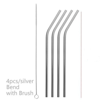 Colourful Reusable Stainless Steel Straws 4PCS/Pack