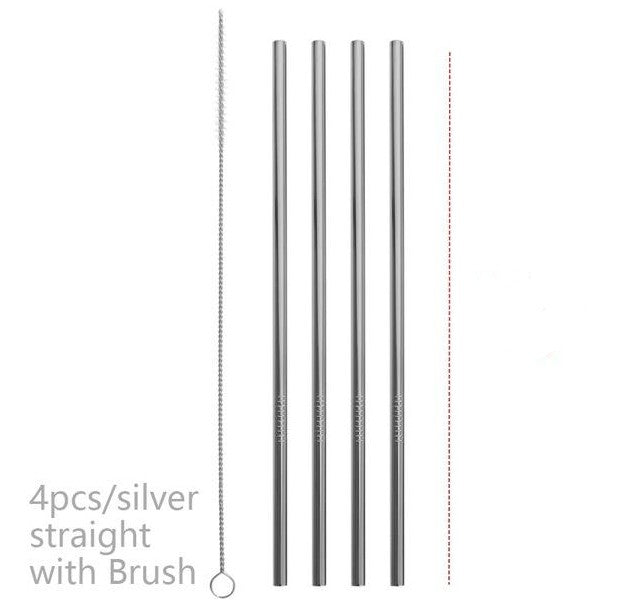 Colourful Reusable Stainless Steel Straws 4PCS/Pack