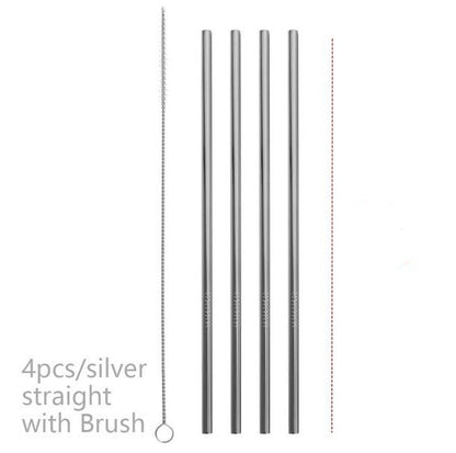 Colourful Reusable Stainless Steel Straws 4PCS/Pack
