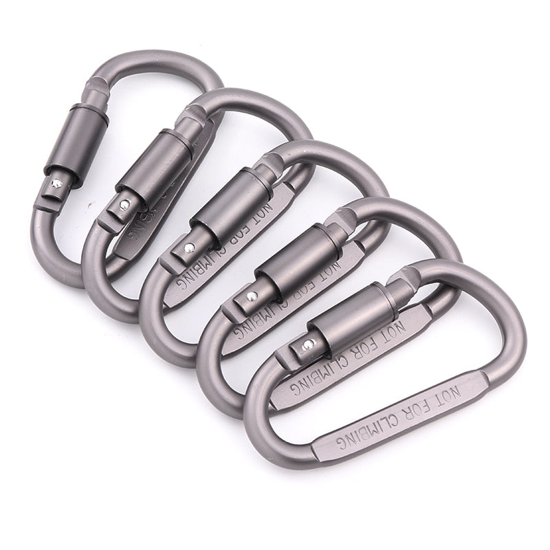 5pcs Outdoor Camping Equipment Aluminum Carabiner Hunting Equipment Survival Kit Lock Tool