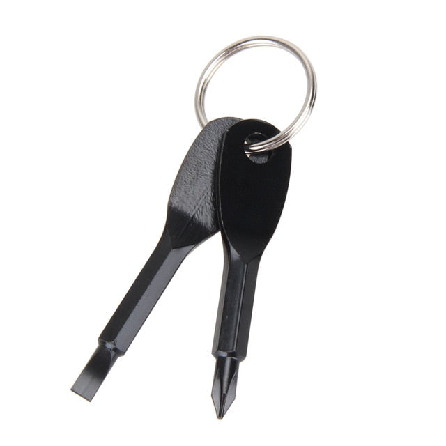 2Pcs Stainless Steel Multi Tools Key Ring EDC Screwdriver Set Pocket Outdoor