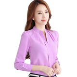 2016 New Office Women Shirts Blouses Pink Purple Elegant Ladies Chiffon Blouse Short Sleeve - Shopy Max