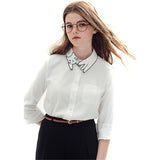 Cute Cat Embroidery Collar Blusa Feminino 2016 Spring Vintage White Blouse Long Sleeve Shirt