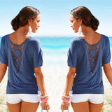 Blusas Women Blouses 2016 Summer Lace Short Sleeve plus size Blouse Casual - Shopy Max