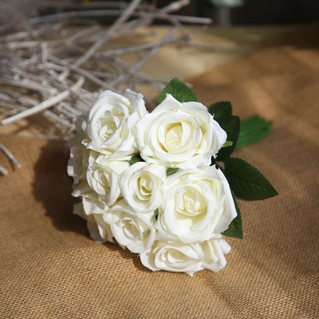 Silk Roses Wedding Bouquet for Bridesmaids Bridal Bouquet White Pink
