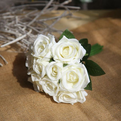 Silk Roses Wedding Bouquet for Bridesmaids Bridal Bouquet White Pink