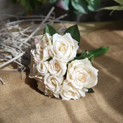 Silk Roses Wedding Bouquet for Bridesmaids Bridal Bouquet White Pink
