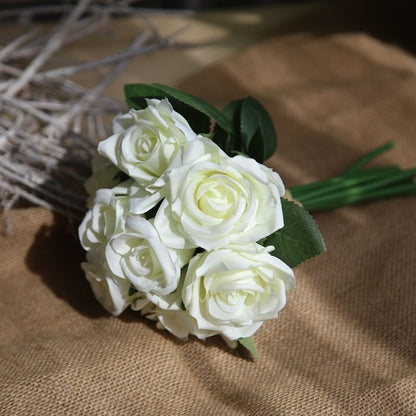 Silk Roses Wedding Bouquet for Bridesmaids Bridal Bouquet White Pink
