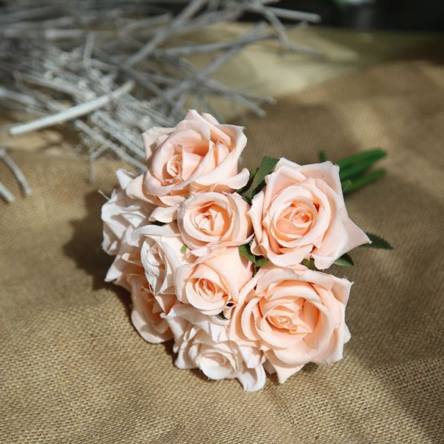 Silk Roses Wedding Bouquet for Bridesmaids Bridal Bouquet White Pink