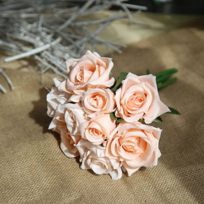 Silk Roses Wedding Bouquet for Bridesmaids Bridal Bouquet White Pink
