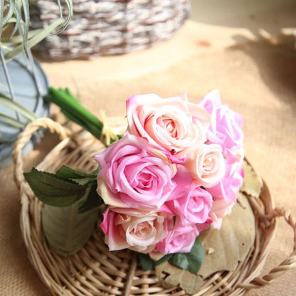 Silk Roses Wedding Bouquet for Bridesmaids Bridal Bouquet White Pink