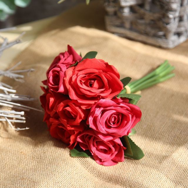 Silk Roses Wedding Bouquet for Bridesmaids Bridal Bouquet White Pink