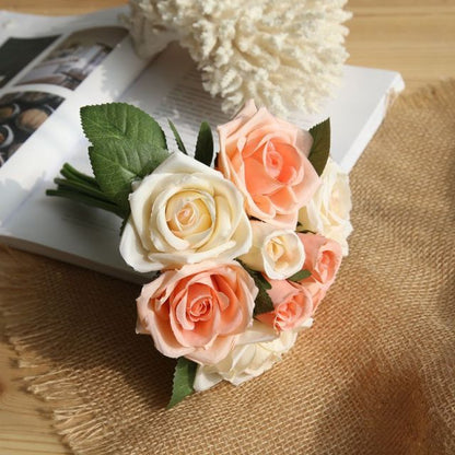 Silk Roses Wedding Bouquet for Bridesmaids Bridal Bouquet White Pink