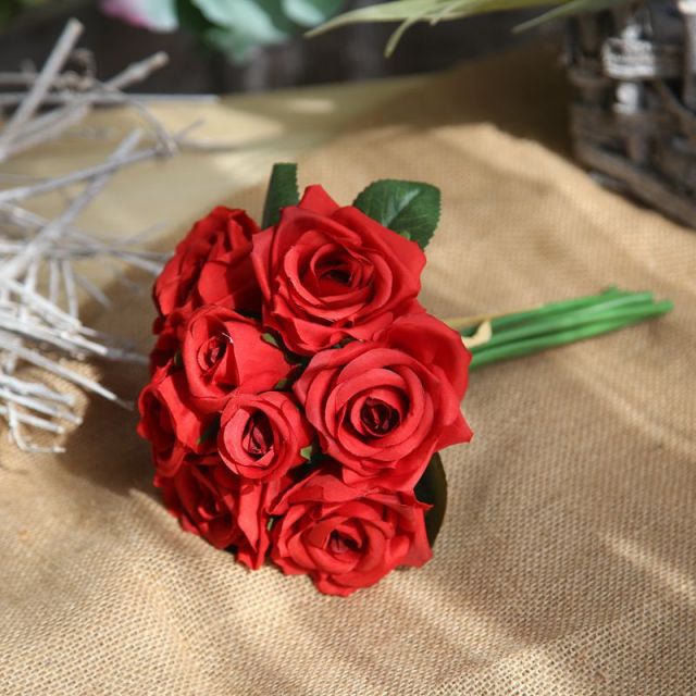 Silk Roses Wedding Bouquet for Bridesmaids Bridal Bouquet White Pink