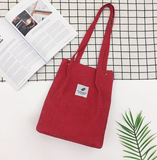 High Capacity Women Corduroy Tote Ladies Casual Shoulder Bag