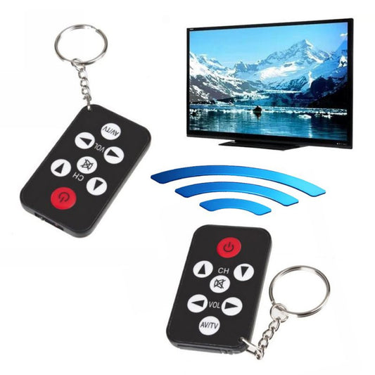 Black Mini Universal Infrared IR TV Remote Control Controller 7 Keys Button Keychain Key Ring