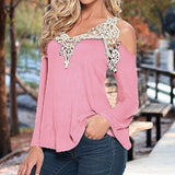 Sexy Women's Spring and Summer V Neck Long Sleeve Lace Hollow out Crochet Blouse blusa - Shopy Max