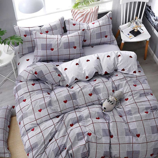 Fashion Bedding Set luxury Pink love Family Set Sheet Duvet Cover  set 2019