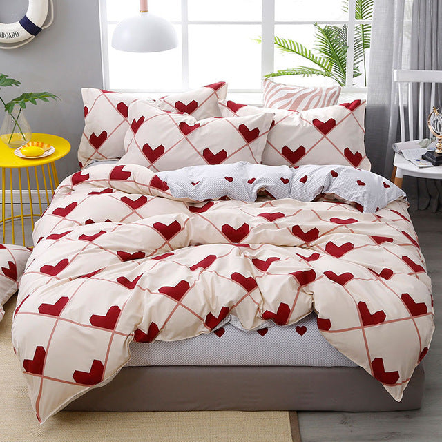 Fashion Bedding Set luxury Pink love Family Set Sheet Duvet Cover  set 2019