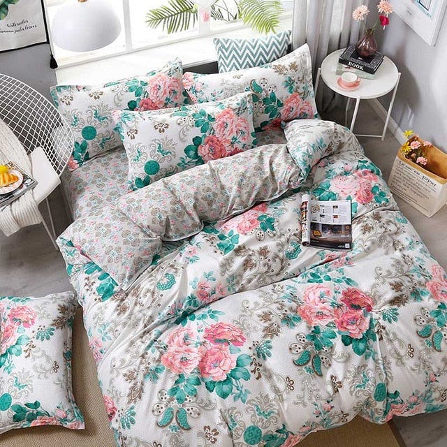 Fashion Bedding Set luxury Pink love Family Set Sheet Duvet Cover  set 2019