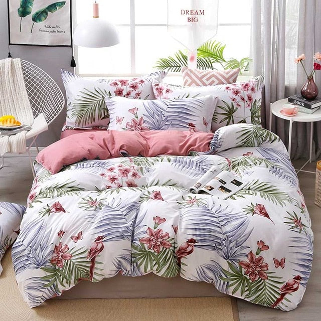 Fashion Bedding Set luxury Pink love Family Set Sheet Duvet Cover  set 2019