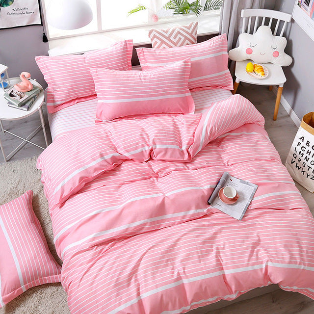 Fashion Bedding Set luxury Pink love Family Set Sheet Duvet Cover  set 2019