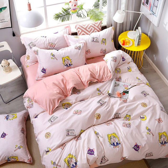 Fashion Bedding Set luxury Pink love Family Set Sheet Duvet Cover  set 2019