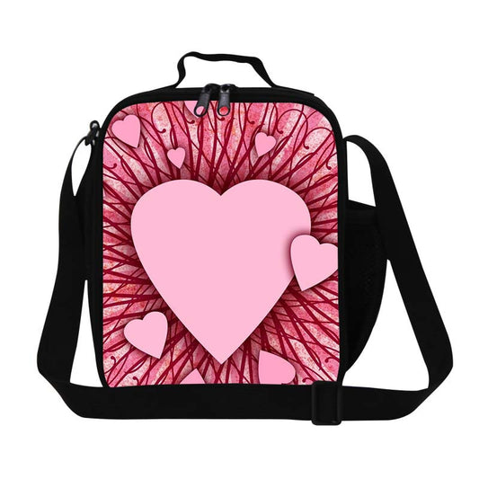 New Pink Heart Print Lancheira Kids Lunch Bags Insulated Lunch Box For School