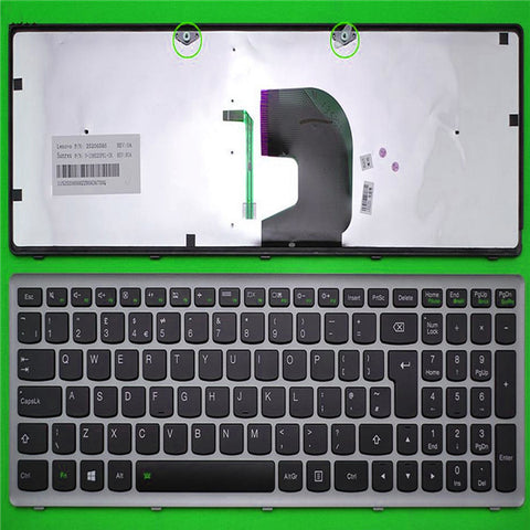 UK Laptop Keyboard For LENOVO Z500 SILVER FRAME BLACK(Backlit,For Win8) Free shipping