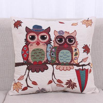 18'' Hot Sale Cotton Linen Owl Bird Throw Pillow Case OW172 - Shopy Max